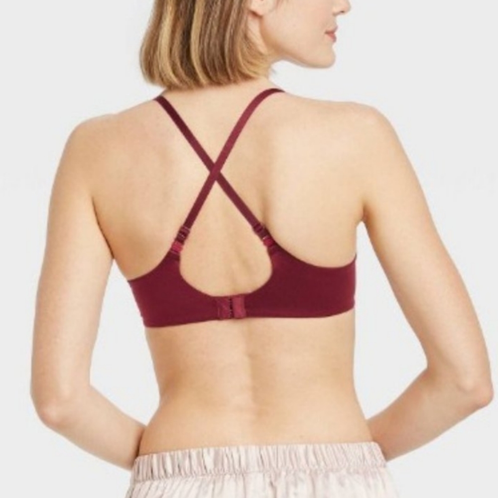Auden The Icon Crimson Berry Full Coverage Lightly Lined T-Shirt Bra Size 32B - Picture 3 of 10